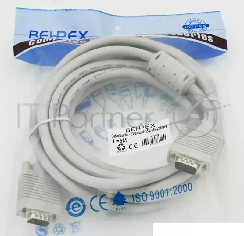 Кабель монитор - SVGA card (15M-15M) 2 filters 5m Noname - 2 5m