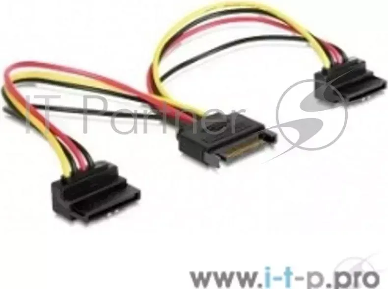 Кабель GEMBIRD /Cablexpert SATA, 15см, 15pin M /2x15pin F на 2 SATA устройства, угловой разъем CC SATAM2F 02