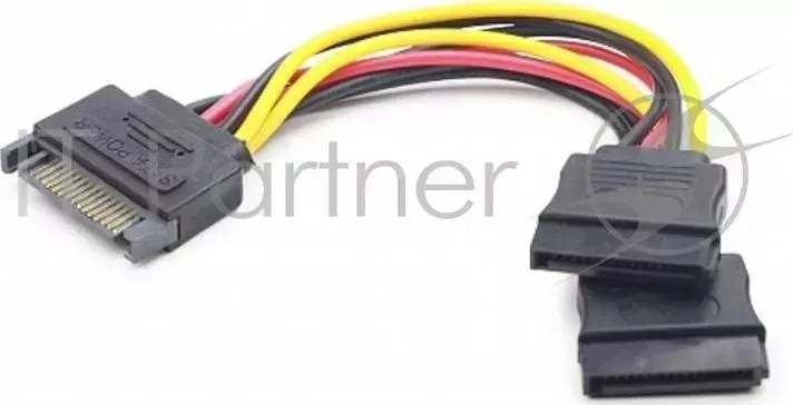 Кабель питания SATA CABLEXPERT CC M2F 01, 15pin M /2x15pin F , на 2 устр, 15см