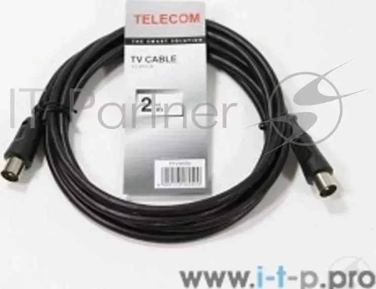 Кабель соединительный антенный 9.5mm, 75Ом,ТВ-М-->ТВ-M, 2m, Telecom TTV9555 2M