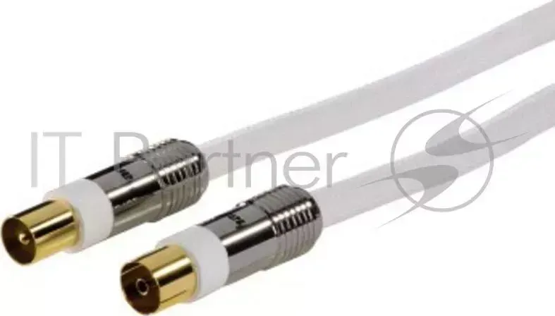 Кабель антенный Hama H-83190 Coax (m)/Coax (f) 1.5м. феррит.кольца Позолоченные контакты белый (00083190) HAMA H 83190 коаксиальный штекер m f 120 дБ 1.5 м 5зв ферритов. фильтр