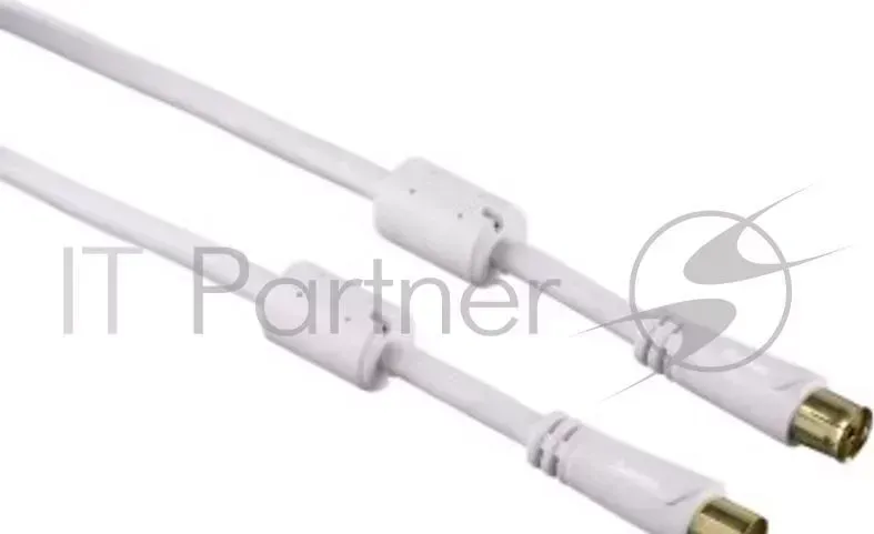 Кабель антенный Hama Coax (m)/Coax (f) 1.5м. феррит.кольца Позолоченные контакты белый (00122412) HAMA 00122412 m f 100дБ 1.5м тройное экранирование