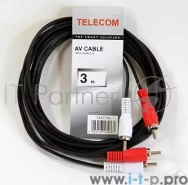 Кабель соединительный 2xRCA (M) - 2xRCA (M) черный 3m, Telecom TAV7158 3M