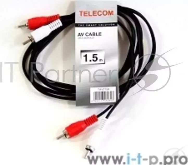 Кабель соединительный 2xRCA (M) - 2xRCA (M) черный 1,5m, Telecom TAV7158 1.5M