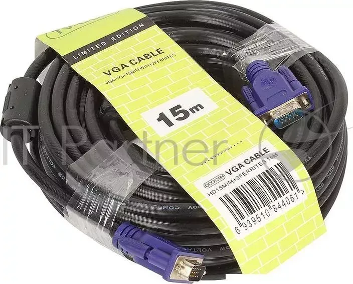 Кабель TV-COM Кабель соединительный (QCG120H-15M) SVGA (15M/M) 15m 2 фильтра Telecom для монитора VGA M VGA M , , TV COM QCG120H