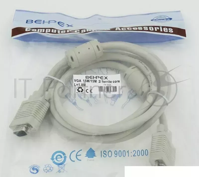 Кабель VGA VGA HD15 (m)/VGA HD15 (m) 1.8м феррит.кольца экран. Ningbo /