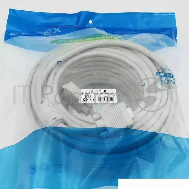 Кабель VGA DB15 (m)/DB15 (m) 30м феррит.кольца (CABLE30) VCOM /