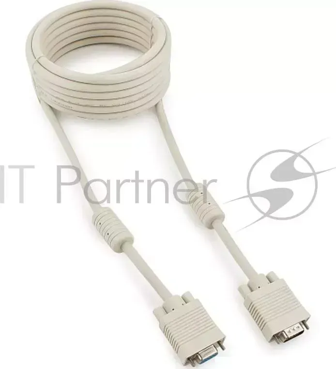 Кабель GEMBIRD /Cablexpert CC PPVGAX 5m , VGA Premium , 5.0м, 15M/15F, серый, тройной экран, феррит.кольца