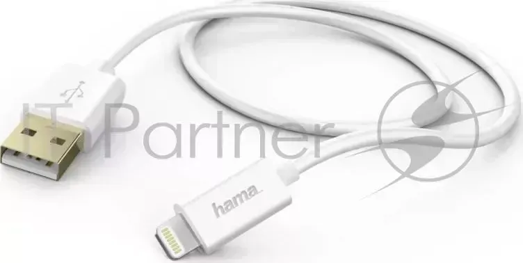 Кабель Hama GoldMFi Lightning MFi-USB 2.0 белый 1.5м для Apple iPhone 5/5c/5S/6+ (00173640)