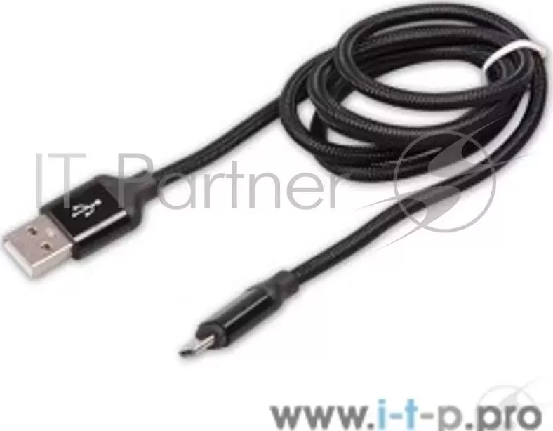 Кабель RITMIX Кабель MicroUSB-USB для синхронизации/зарядки, 1м, нейлон. опл., мет. коннекторы black (RCC-411)