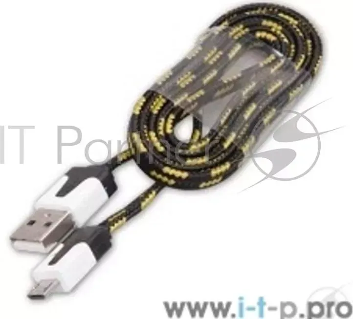 Кабель RITMIX Кабель MicroUSB-USB для синхронизации/зарядки, 1м, ткан. опл. black (RCC-211)
