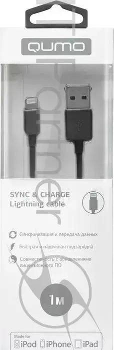 Кабель Cable Qumo MFI PVC 1м black (AP100) (19810)