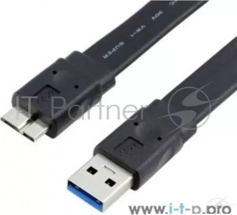 Кабель Micro USB 3.0 ORIENT MU 318F, Am Bm 10pin , 1.8 м, плоский, черный