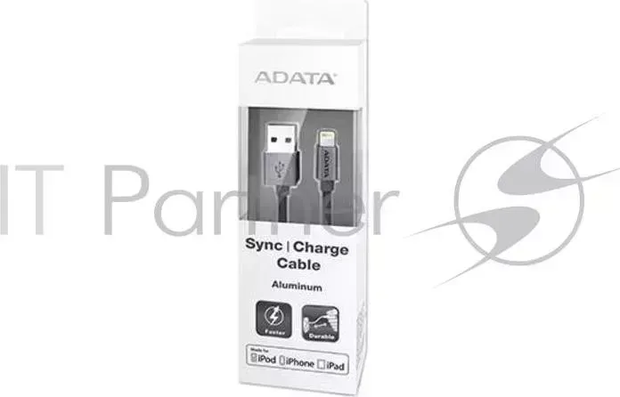 Кабель ADATA Lightning-USB для зарядки и синхронизации iPhone, iPad, iPod (сертиф. Apple) 1м, металлический, Titanium