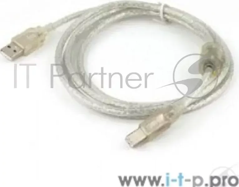 Кабель USB 2.0 Pro CABLEXPERT CCF 2 AMBM TR 10, AM/BM, 3м, экран, феррит.кольца, прозрачный, пакет