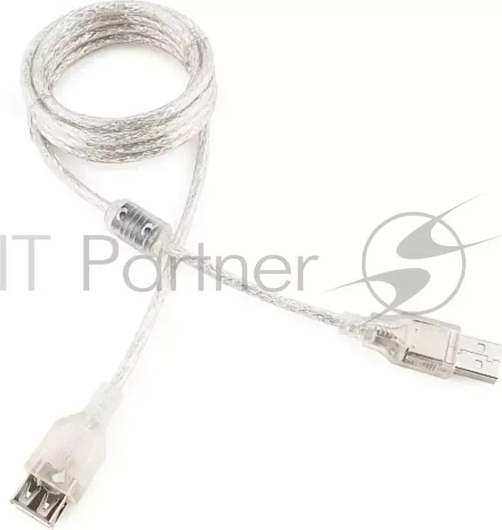 Кабель удлинитель USB2.0 Pro CABLEXPERT CCF USB2 AMAF TR 6, AM/AF, 1,8м, экран, 2феррит.кольца, прозрачный, пакет