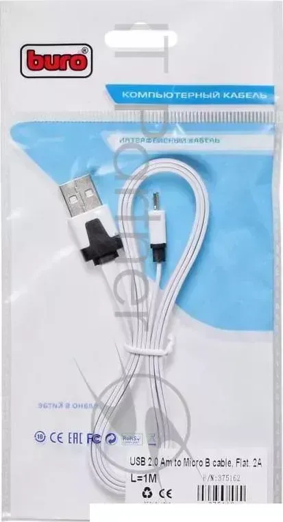 Кабель USB2.0 Buro USB A (m)/microUSB (m) 1м (BHP MICROUSB 1M FLAT) BURO A /micro MICRO 1M