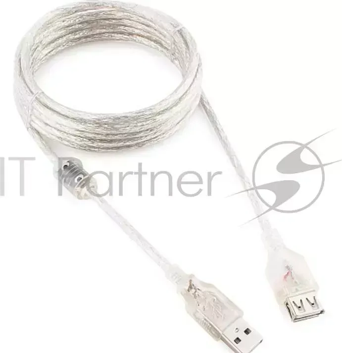 Кабель CABLEXPERT USB2.0 Pro, AM/AF, 3м, экран, 2 феррит.кольца, прозрачный CCF USB2 AMAF TR 10