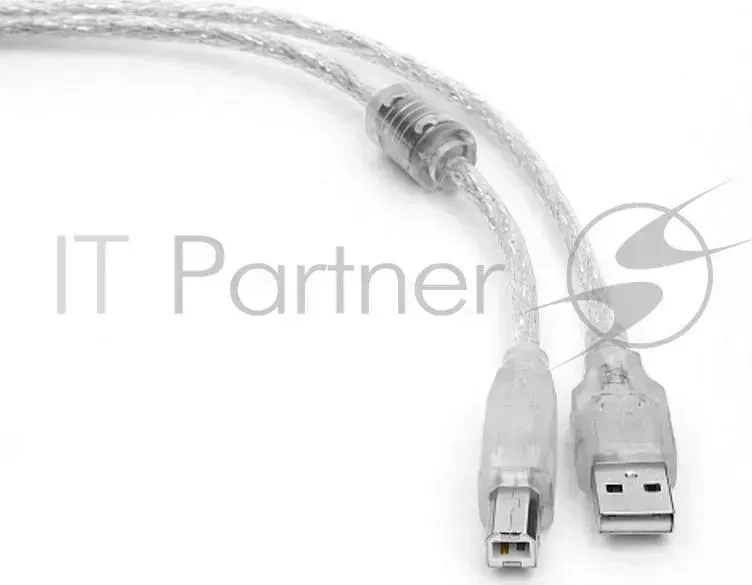 Кабель CABLEXPERT USB 2.0 Pro, AM/BM, 2м, экран, 2 феррит.кольца, прозрачный CCF USB2 AMBM TR 2M