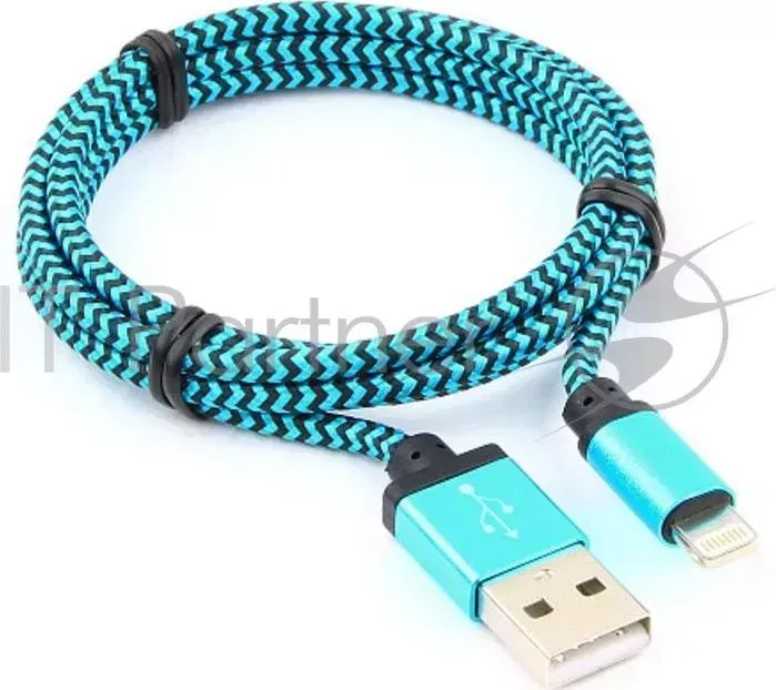 Кабель USB 2.0 CABLEXPERT CC ApUSB2bl1m, AM/Lightning 8P, 1м, нейлоновая оплетка, алюминиевые разъемы, синий, пакет