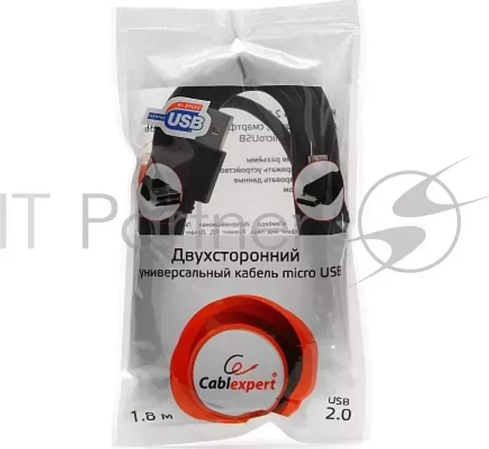 Кабель GEMBIRD USB 2.0 Cablexpert CC mUSBDS 6, двусторонние разъ мы, AM/microB 5P, 1.8м, пакет