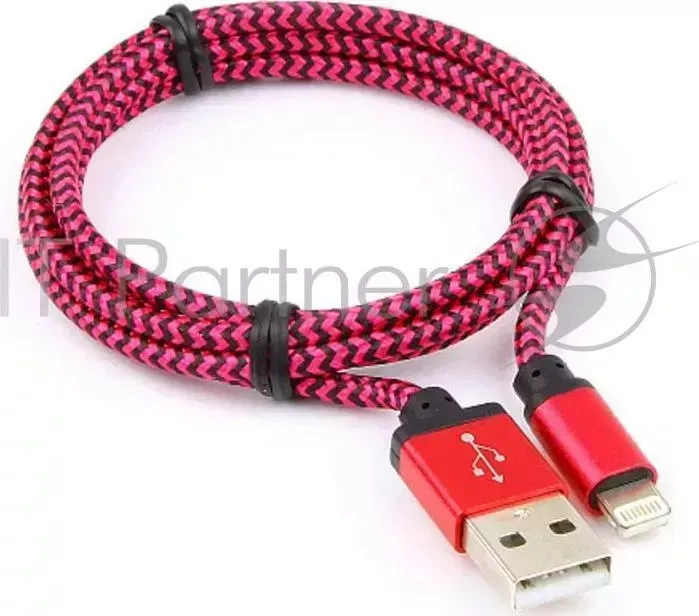 Кабель GEMBIRD USB 2.0 Cablexpert CC ApUSB2pe1m, AM/Lightning 8P, 1м, нейлоновая оплетка, алюминиевые разъемы, фиолетовый, пакет