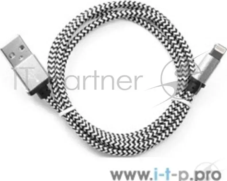 Кабель GEMBIRD USB 2.0 Cablexpert CC ApUSB2sr1m, AM/Lightning 8P, 1м, нейлоновая оплетка, алюминиевые разъемы, серебристый, пакет
