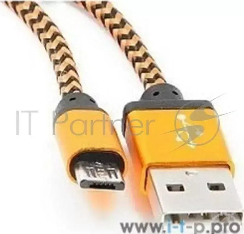Кабель GEMBIRD USB 2.0 Cablexpert CC mUSB2oe1m, AM/microBM 5P, 1м, нейлоновая оплетка, алюминиевые разъемы, оранжевый, пакет