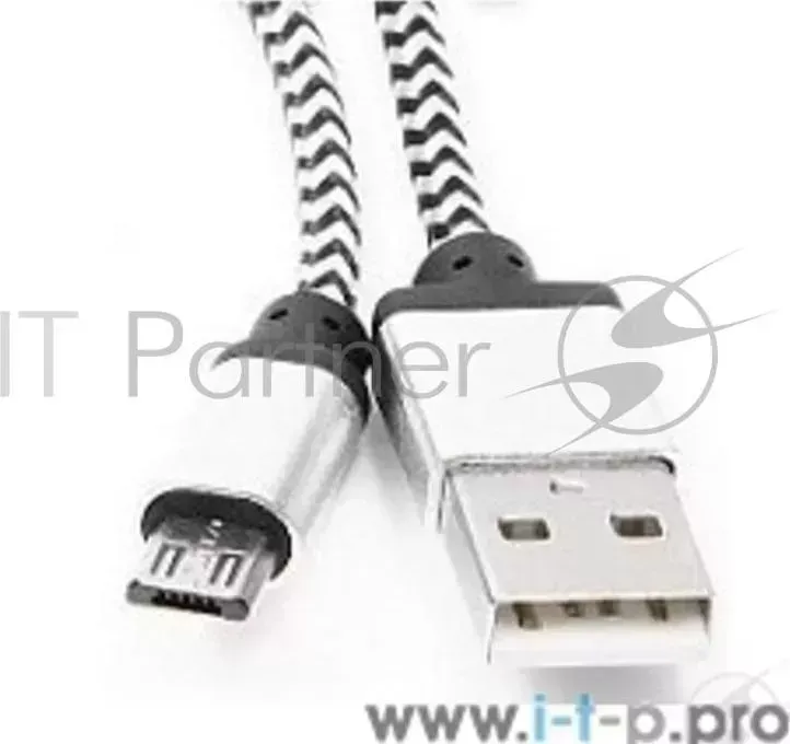 Кабель GEMBIRD USB 2.0 Cablexpert CC mUSB2sr1m, AM/microBM 5P, 1м, нейлоновая оплетка, алюминиевые разъемы, серебристый, пакет
