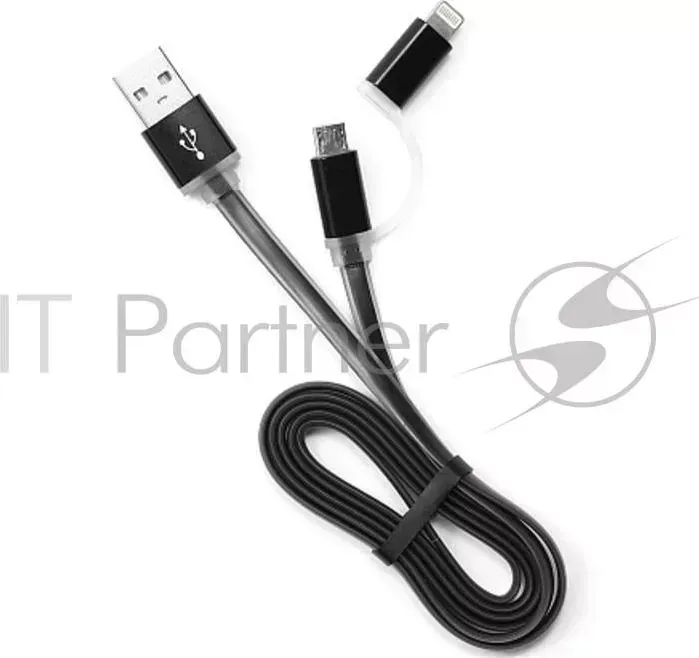 Кабель GEMBIRD USB 2.0 Cablexpert CC mAPUSB2bk1m, AM/microBM 5P iPhone lightning, 1м, комбо , алюминиевые разъемы, черный, блистер