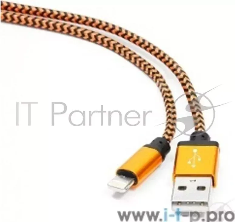 Кабель GEMBIRD USB 2.0 Cablexpert CC ApUSB2oe1m, AM/Lightning 8P, 1м, нейлоновая оплетка, алюминиевые разъемы, оранжевый, пакет
