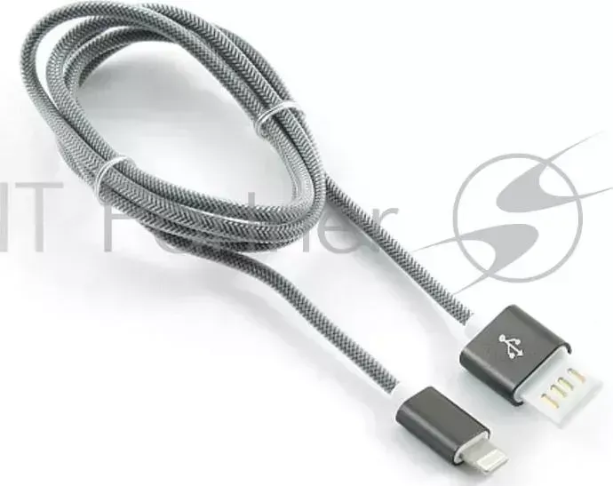 Кабель GEMBIRD USB 2.0 Cablexpert CCB ApUSBgy1m, AM/Lightning 8P, 1м, армированная оплетка, разъемы темно серый металлик, блистер