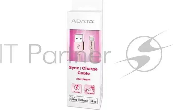 Кабель ADATA Lightning-USB для зарядки и синхронизации iPhone, iPad, iPod (сертиф. Apple) 1м, металлический, Rose Gold