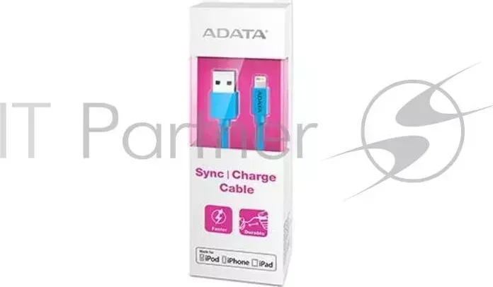 Кабель ADATA Lightning-USB для зарядки и синхронизации iPhone, iPad, iPod (сертифицирован Apple) 1м, Blue