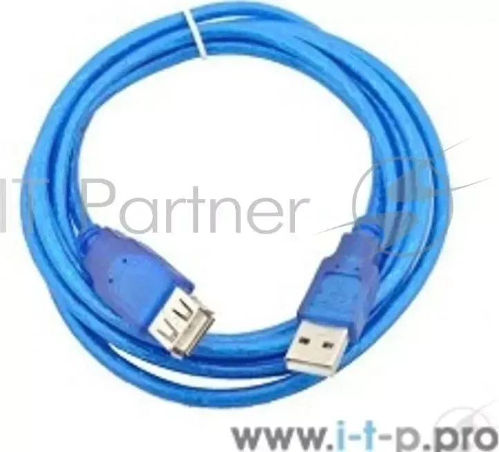Кабель удлинительный Telecom ный (VUS6956T-3MTBO) USB2.0 AM/AF прозрачная, голубая изоляция 3.0m 6937510850747
