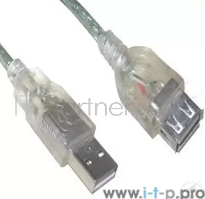 Кабель VCOM VUS6936 3MTP ный USB2.0 AM/AF 3.0m прозрачная изоляция