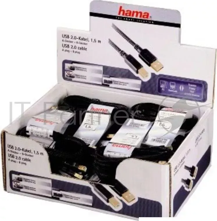 Кабель USB2.0 Hama Braided USB A (m)/USB B (m) 1.5м экран. Позолоченные контакты (00020180) HAMA A / B