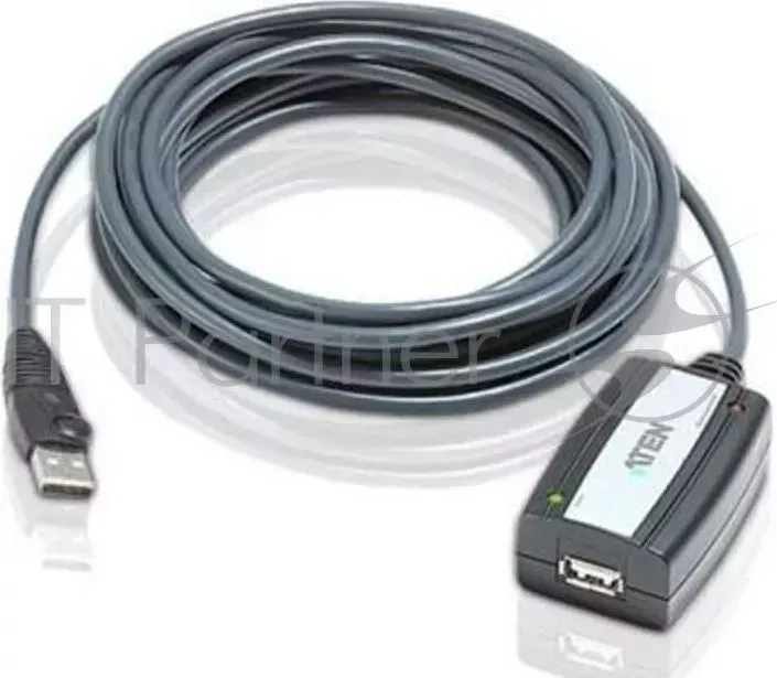 Кабель удлинитель активный(с усилителем) USB 2.0 AM/AF 5m, ATEN UE250 AT, 4 pin, опрессованный, серый