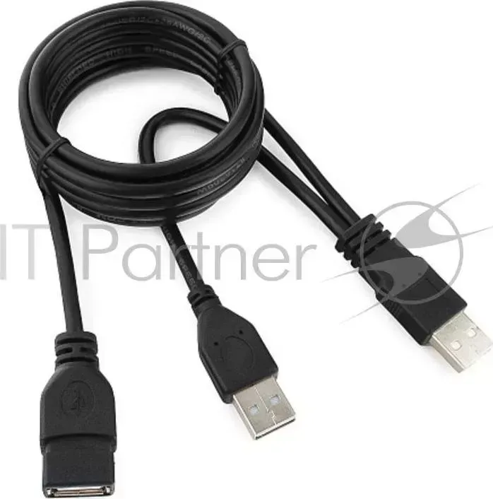 Кабель удлинитель USB 2.0 2xAM/AF 1.8м GEMBIRD PRO, позол.конт., черный, пакет CCP 22 AMAF 6