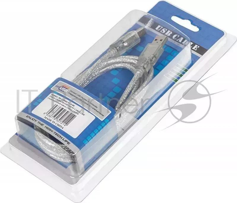 Кабель AM/BM USB2.0 1.8м Ningbo USB 2.0 m m, прозрачный, блистер
