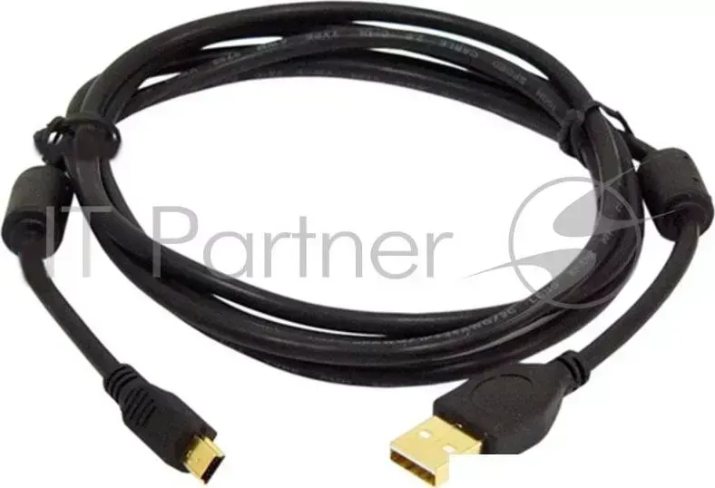 Кабель KONOOS KC USB2 AM5P 1.8, USB 2.0 Pro , AM/miniB 5P, 1.8м, черный, позол. разъемы., феррит. кольца, кор