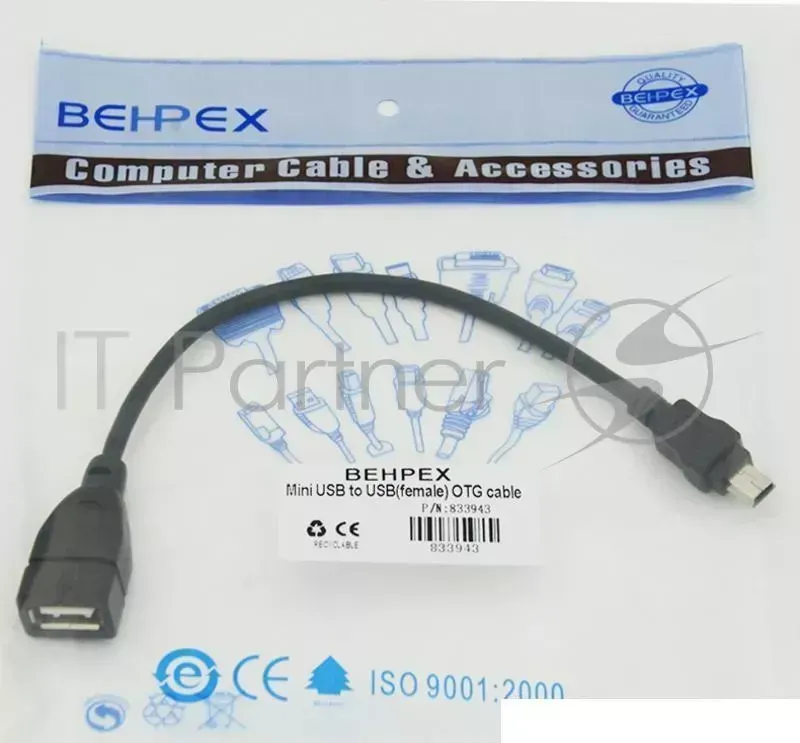 Кабель USB OTG USB(f)/miniUSB (0.2м) Behpex (f)/mini