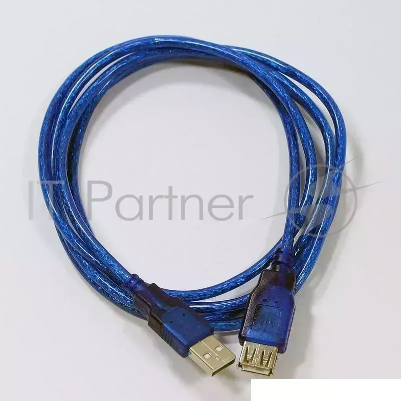 Кабель удлинительный Telecom VUS6956T 1.8MTBO USB2.0 AM/AF прозрачная, голубая изоляция 1.8m 6937510885848/6937510850723/6937510850822