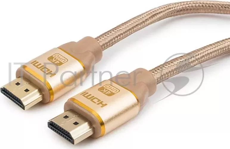 Кабель HDMI Cablexpert, серия Gold, 3 м, v1.4, M/M, золотой, позол.разъемы, алюминиевый корпус, нейлоновая оплетка, коробка (CC-G-HDMI03-3M) CABLEXPERT 3