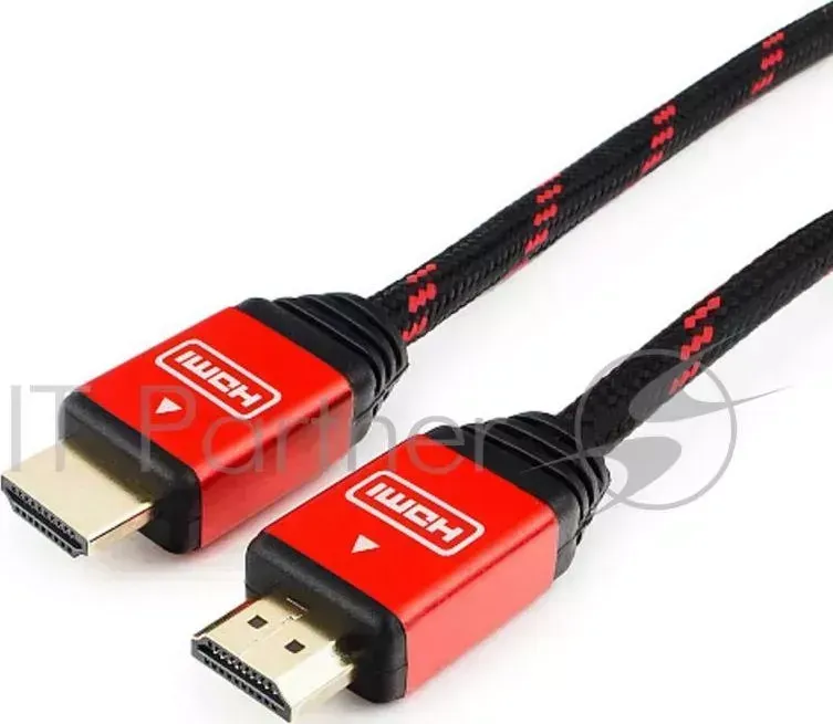 Кабель HDMI Cablexpert, серия Gold, 10 м, v1.4, M/M, красный, позол.разъемы, алюминиевый корпус, нейлоновая оплетка, коробка CABLEXPERT , 10