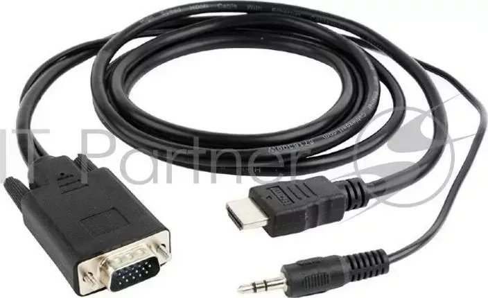 Кабель CABLEXPERT HDMI VGA 19M/15M 3.5Jack, 3м, черный, позол.разъемы, пакет A HDMI VGA 03 10