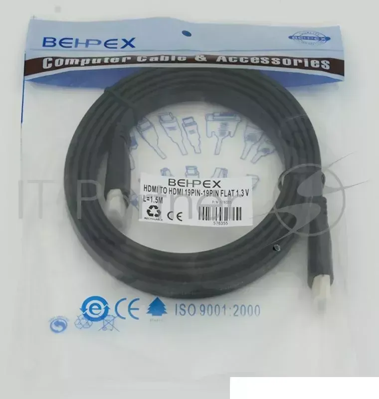 Кабель аудио-видео Flat v1.3 HDMI (m)/HDMI (m) 1.5м. Behpex -видео /