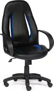 Кресло офисное TetChair ENZO кож/зам+ткань, черный/черный перфорированный/синий, 36-6/36-6/06/10
