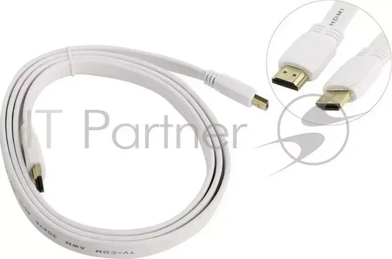 Кабель цифровой HDMI-HDMI 1.4V; 1,5m, плоский, белый, TV-COM <CG200FW-1.5M>