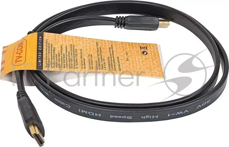 Кабель HDMI 19M/M 1.4V плоский 1.8m TV-COM <CG200F-1.8M>